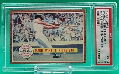Topps #234 1962 W.S. Juego 3 ROGER MARIS ¡Lo gana en el 9! PSA 7 casi nuevo Yankees de Nueva York⚡ Foto 1 de 2