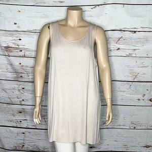 LOGO by Lori Goldstein Size 2X Cream Rayon Knit Tunic Tank Top - Picture 1 of 4