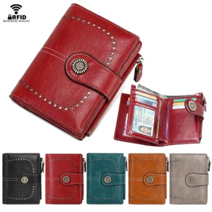 Women Small Compact Wallet RFID Blocking Ladies Credit Card Holder Bifold Purse - Picture 1 of 24