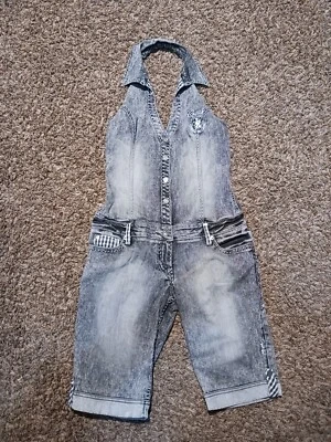 COOGI Jumpsuit Overall Womens Size 7/8 Gray Y2K Bling Halter Vintage Embroidered - Image 1 of 4