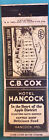 Matchbook Cover Hotel Hancock C.B. Cox Hancock Maryland