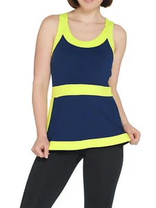 SUSAN LUCCI Collection Size 3X Color Block Tank NAVY / LIME - Picture 1 of 3