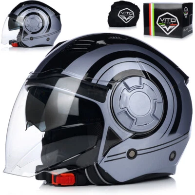 INNY Jethelm Motorradhelm | VITO ISOLA | HELM mit integrierter Sonnenblende Roller