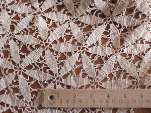 Vintage Handmade Beige CROCHET LACE TABLECLOTH Coverlet Bed Topper 59"x79" - Picture 1 of 14