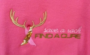 Pink Ribbon Camo Save A Rack Polo Shirt M Cancer Awareness S/S Unisex New - Picture 1 of 10