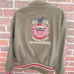 VTG  All American Quarter Horse Congress 2002 Leather & Wool Jacket Top 10 - Picture 1 of 8