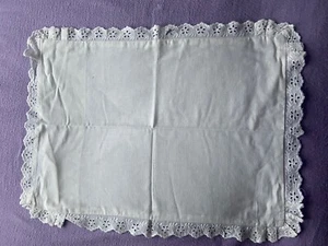 Vintage Cot Pillowcase - White with Broderie Anglaise Trim - Picture 1 of 4