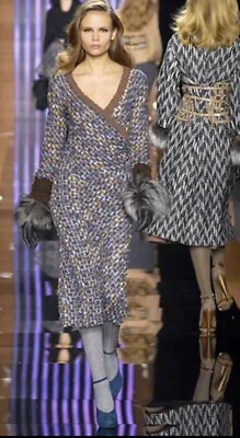 *MISSONI*  Runway F/W 2007 1970s Style Crochet Knit V-Neck Wrap Dress IT 36/38 - Image 1 of 4