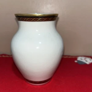LENOX MONROE Pattern VASE 4.5” Black Gold & Red Bands 2 Available - Picture 1 of 4