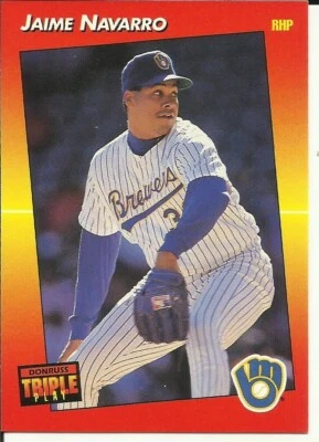 1992 Donruss Triple Play Baseball Card #188 Jaime Navarro BREWERS (NJ188-1) - Image 1 of 2