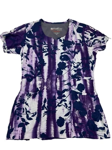 Grey's Anatomy by Barco Stretch Multicolor Purple Poly/Spandex Scrub Top - Small - Picture 1 of 4