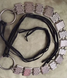 ITALIENISCHER Antik/Silber Metall Kette Wildleder Bindegürtel Einheitsgröße - Bild 1 von 8