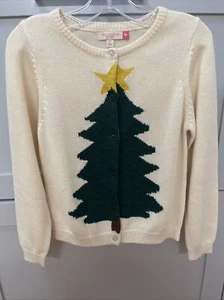 Pink CHICKEN Girls HOLIDAY Sweater Cardigan Christmas Tree NWOT Size 8 - Picture 1 of 6