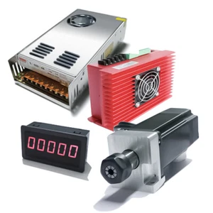 600W ER20 DC Air-cooled Spindle Motor Speed Counter Power Supply Bracket Kit CNC - Picture 1 of 4