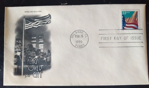 FLAG OVER CITY  SHEET SINGLE 1999 ARTCRAFT CACHET FDC UNADDR Cover