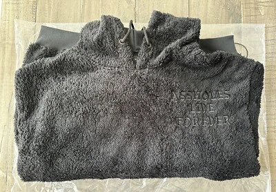 A$sholes Live Forever Unisex Black Sherpa Hoodie Size Large - Brand New - Image 1 of 4