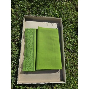 Green Lace Trimmed Tablecloth 48" x 68"  Home Decor Elegant Dining Table Cover - Picture 1 of 2