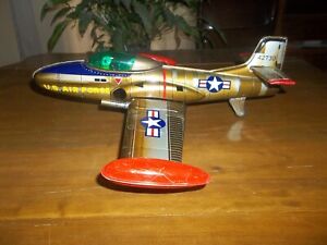 Vintage Japan Tin Friction USAF U.S. Air Force 42730 Fighter Airplane Toy Nice!