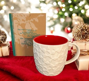 NIB 2011 Starbucks WHITE STAR Embossed Holiday Coffee Cup Mug Bone China 14oz - Picture 1 of 14