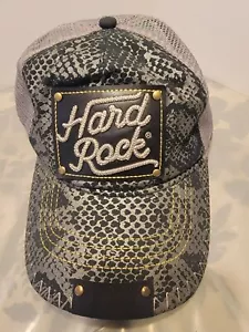 Hard Rock Couture Hat Cap Gray Black Snake Print Distressed Mesh Trucker Style - Picture 1 of 5