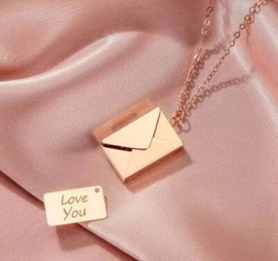 Mothers day gifts for her wife Envelope Locket Pendant Necklace Love Letter - Image 1 of 4