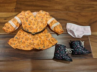 Evette Meet Outfit Dress Belt Boots Underwear American Girl Doll Clothes - Image 1 of 2