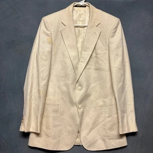 Vintage Caspers Bakersfield Blazer 39R Cream Beige Mens Sport Coat Jacket Retro - Picture 1 of 20