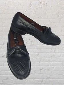 Allen Edmonds Cody Kiltie Tassel Woven Loafer Mens 10D Slip On Shoes Black Dress - Picture 1 of 13