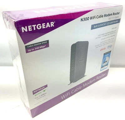 Netgear N300 WiFi Cable Modem Router C3000 DOCSIS 3.0 Gigabit Ethernet - Image 1 of 4