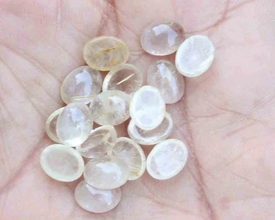 27.60 Cts 17 Pieces Natural Yellow Rutilated Quartz Oval Cabochon Loose Gemstone - Image 1 of 3