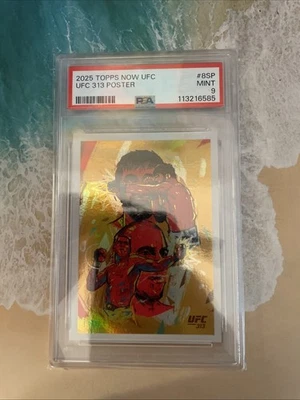 2025 Topps Now #8SP UFC 313 Fight Poster Card Magomed Ankalaev Gaethje Santos 9 - Image 1 of 2