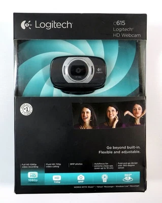 Logitech C615 Portable HD Webcam Autofocus 1080p Black USB 2.0 - New Sealed - Image 1 of 4