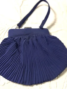 Vintage Pleated Fabric, High Fashion, Blue Evening Purse - Picture 1 of 4