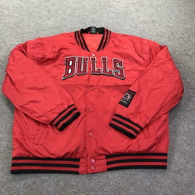 Chicago Bulls Jacket Mens XXL Red NBA Basketball Snap Button Bomber Quilted - Image 1 of 4
