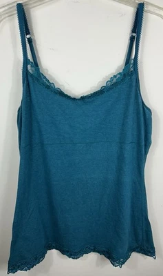 Camiseta sin mangas Y2K para mujer XL verde azulado encaje ribete capas cami coqueta Maurices años 2000 Foto 1 de 4