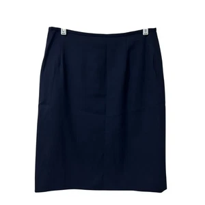 Lauren Ralph Lauren Vtg Womens Sz 12 100% Worsted Wool Navy Blue Pencil Skirt - Picture 1 of 4