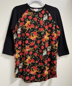 LulaRoe Disney Randy Klopfer Bambi Rosen Raglan Shirt Viertelarm Damen Small - Bild 1 von 8
