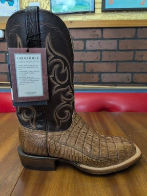 Lucchese NWT RIGHT BOOT ONLY CL1019 Square Toe Cowboy Crocodile Men’s Sz 8.5 EE - Image 1 of 4
