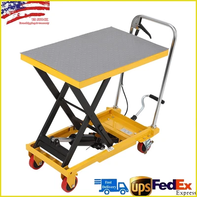 1100lbs Elevating Hydraulic Lift Table Cart Manual Single Scissor Non-Slip Pad - Image 1 of 4