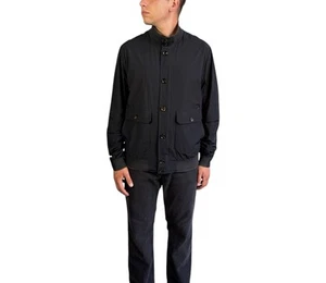 MooRer Verona Herren Nylon Jacke leichter durchgehender Reißverschluss Knopf Mantel blau Gr. 54 - Bild 1 von 23