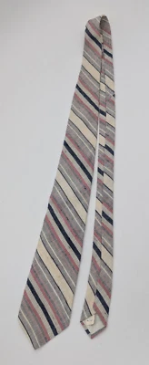 Corbata vintage años 60 70 para hombre Sears azul rosa rayas mezcla de lino Foto 1 de 4