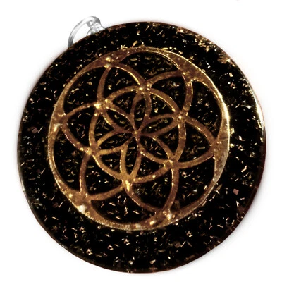 Turmalina Geometría Sagrada Colgante Semilla Vida Collar Orgón Energía Orgonita Foto 1 de 4