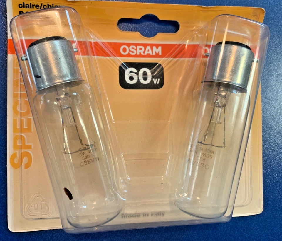 2 STÜCK OSRAM SPECIAL  RÖHRE  B22 60W 240V KLAR Glühlampe  DIMMBAR !!! 30x90mm - Bild 1 von 1