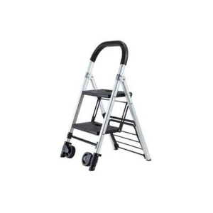3 ft. Reach 2-Steps Dual Use Foldable Ladder and Trolley, Trolley Max Capacity: - Picture 1 of 5