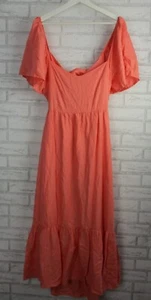 Tokito women's maxi dress apricot 12 flutter sleeve linen knot tie open back - Picture 1 of 9