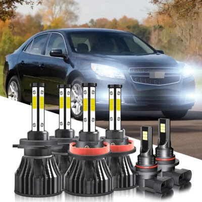 For Chevy Malibu 2013-2015 LED Headlights Hi/Lo Beam + Fog Light Bulbs Kit 6000K - Image 1 of 4