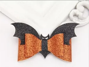 2 pc Halloween Bat DIY hair bows pre-assembled just add clip or headband Glitter - Picture 1 of 1