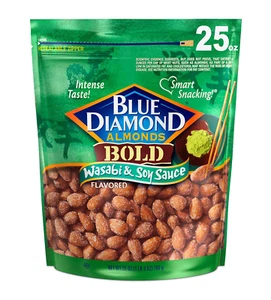 Blue Diamond Almonds Wasabi & Soy Sauce Flavored Snack Nuts, 25 Oz Resealable - Picture 1 of 4