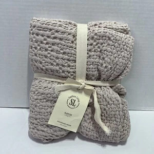 Southern Living Gavin Standard Sham Pink Mauve Waffle Texture Embroidered Cotton - Picture 1 of 10