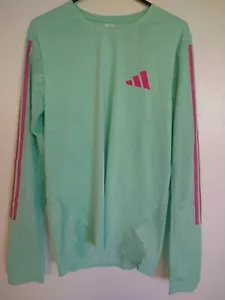 Adidas Pro Elite LS Tee Running Track Shirt Mens Size Medium Green/Pink HN8032 - Picture 1 of 4